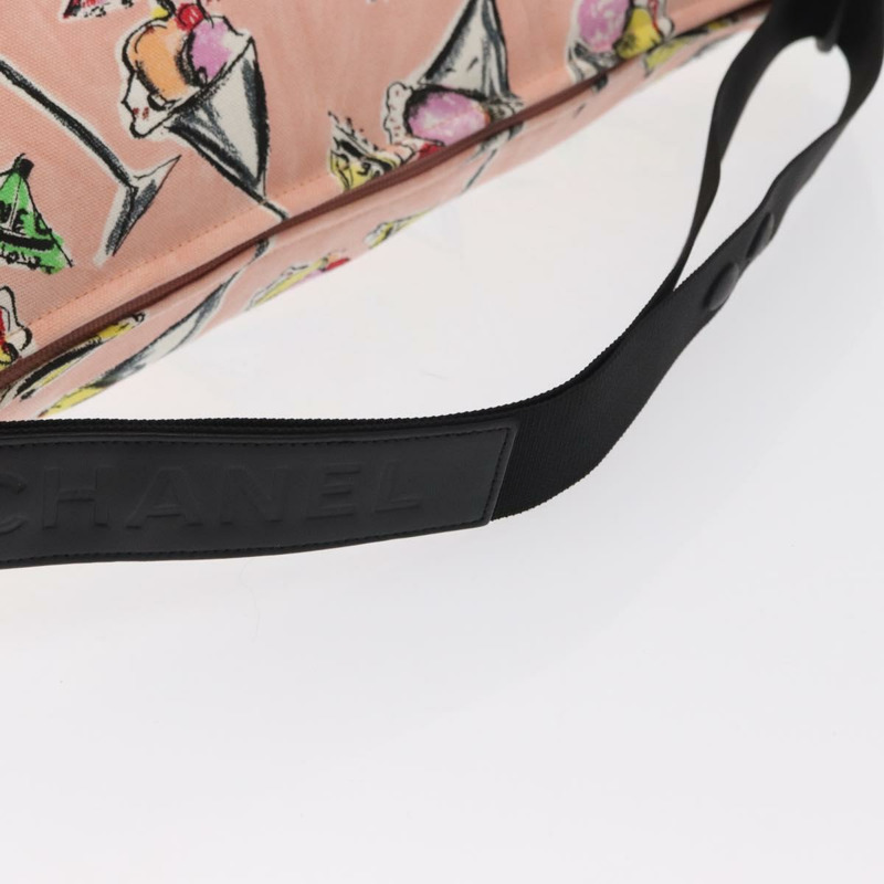 【日本直送】香奈兒肩背包 帆布 粉紅色 金 CC 標誌 Auth 164348-6