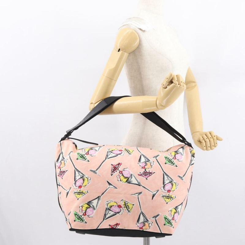 【日本直送】香奈兒肩背包 帆布 粉紅色 金 CC 標誌 Auth 164348-23