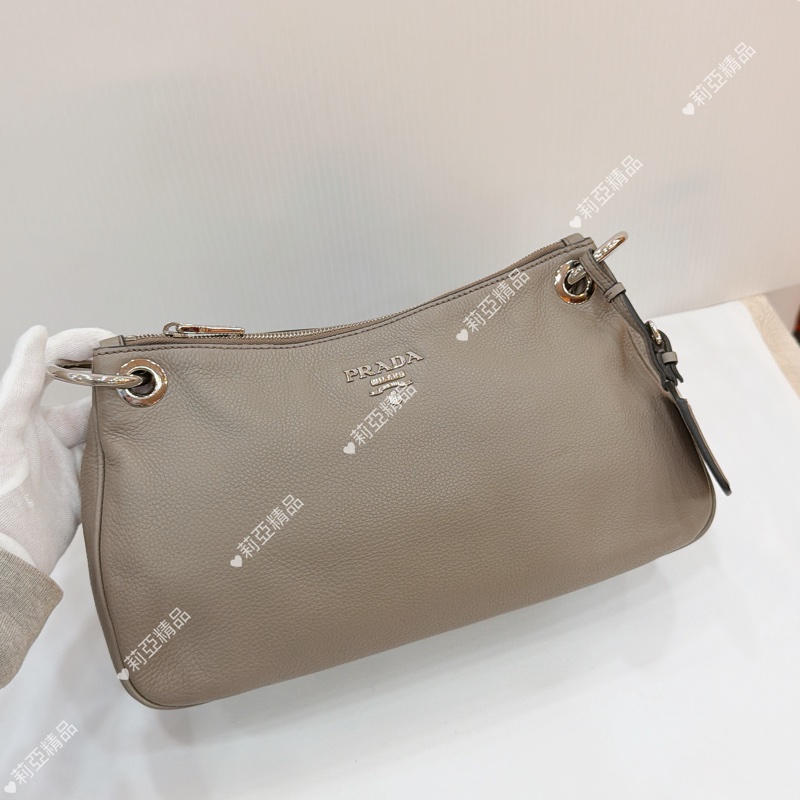 莉亞精品♡ Prada 手提包大象灰 二手美包-2