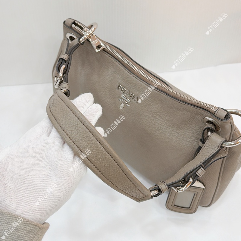 莉亞精品♡ Prada 手提包大象灰 二手美包-12