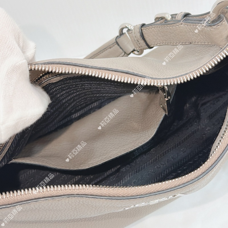 莉亞精品♡ Prada 手提包大象灰 二手美包-15