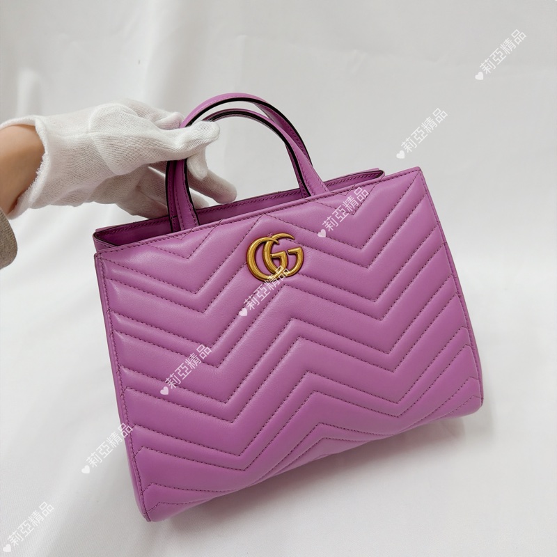 莉亞精品♡Gucci 手提斜背包 粉紫 二手美包-2