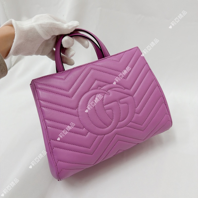 莉亞精品♡Gucci 手提斜背包 粉紫 二手美包-3