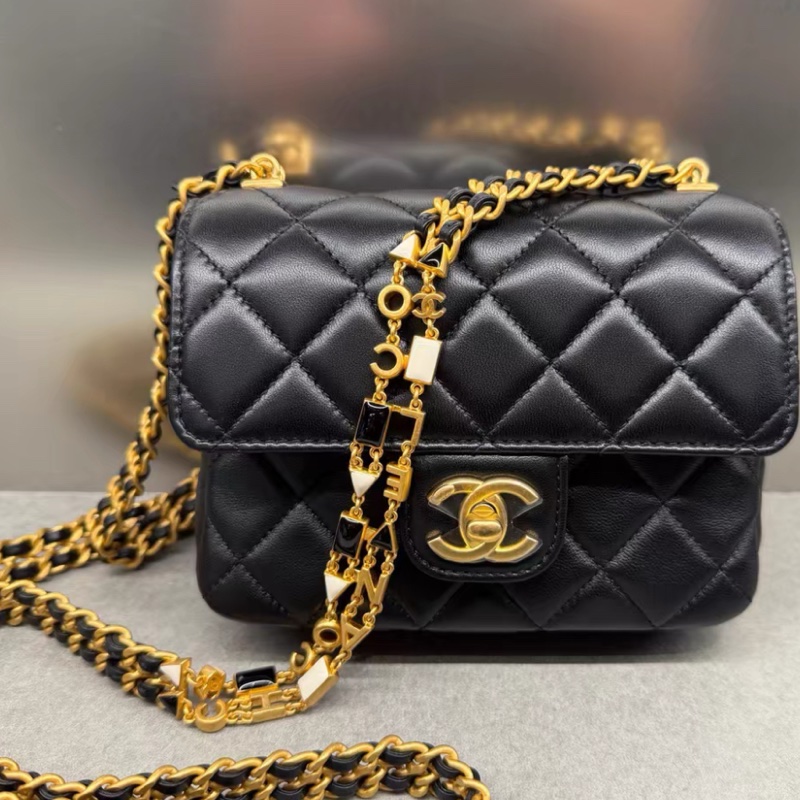 ✨Chanel 22B黑金琺瑯扣方胖子 99新有購證🖤-1