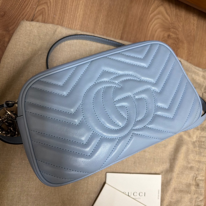 溫柔首選🩵 ［春夏限量色🫧不撞款］Gucci 古馳Marmont 中號 Camera Bag 牛皮 拉鏈 相機包已絕版-1