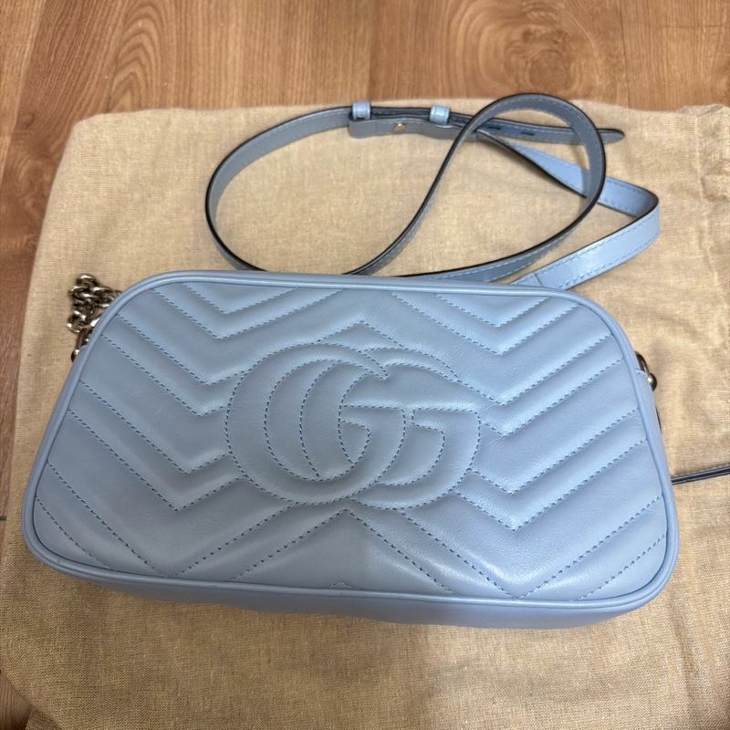 溫柔首選🩵 ［春夏限量色🫧不撞款］Gucci 古馳Marmont 中號 Camera Bag 牛皮 拉鏈 相機包已絕版-6