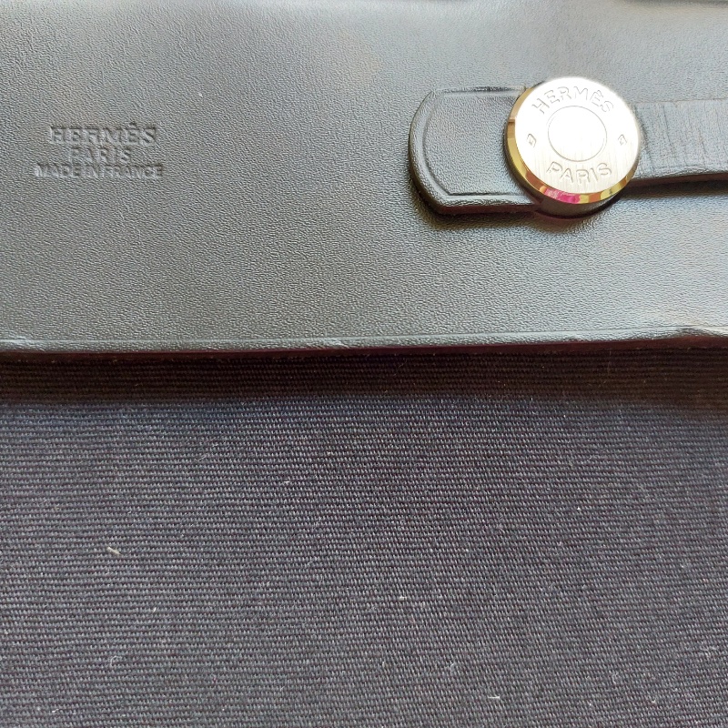 Vintage Hermès Horizontal Herbag|罕見橫向寬版廓形|經典皮革構件組 黑色-7