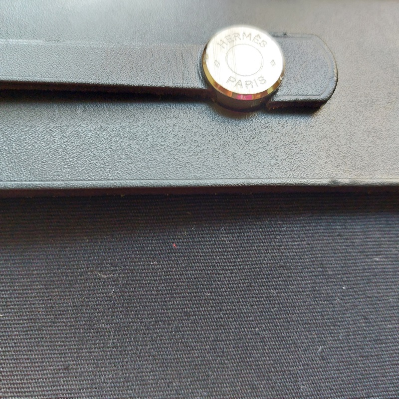 Vintage Hermès Horizontal Herbag|罕見橫向寬版廓形|經典皮革構件組 黑色-8