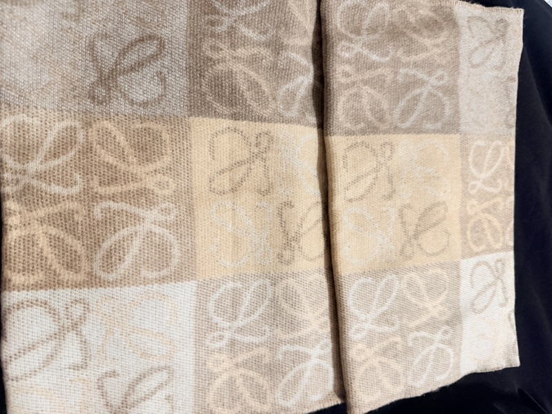 全新LOEWE羊毛和喀什米爾格子圍巾-1