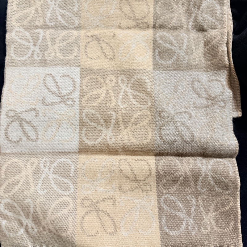 全新LOEWE羊毛和喀什米爾格子圍巾-7