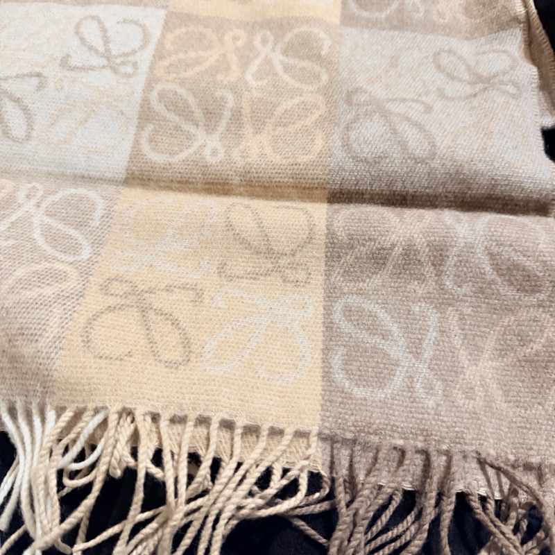 全新LOEWE羊毛和喀什米爾格子圍巾-8