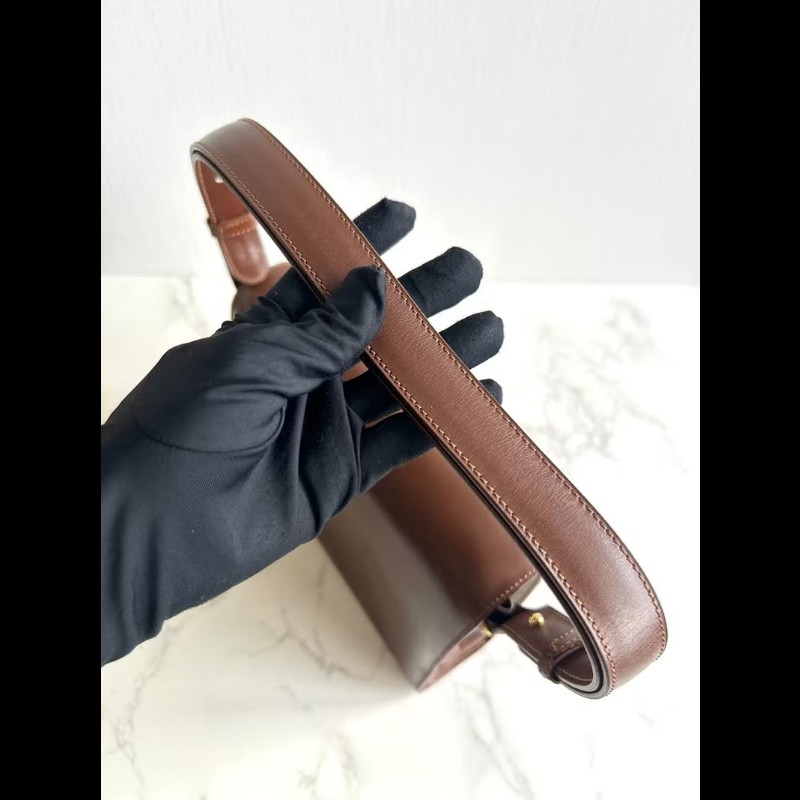 【LA LUNE】絕版中古包 Celine咖啡色水滴金環斜背包 單肩包 側背包 古董包-5