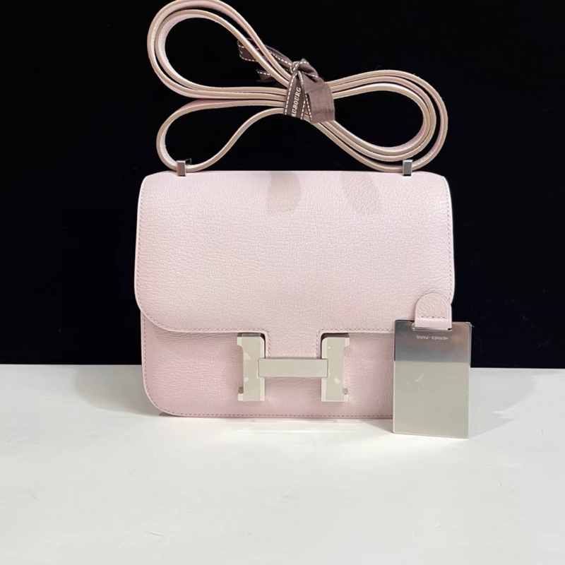 HERMES Mini Constance 19 夢幻紫 銀扣 W刻 山羊皮 有盒和塵袋 小鏡子-0