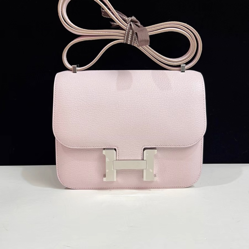 HERMES Mini Constance 19 夢幻紫 銀扣 W刻 山羊皮 有盒和塵袋 小鏡子-1