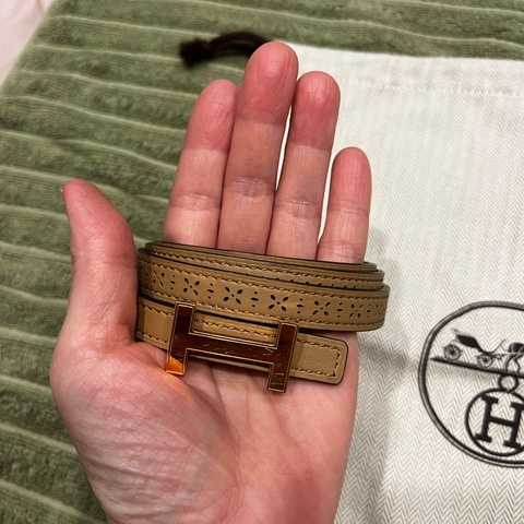 愛馬仕雙色女用細條皮帶