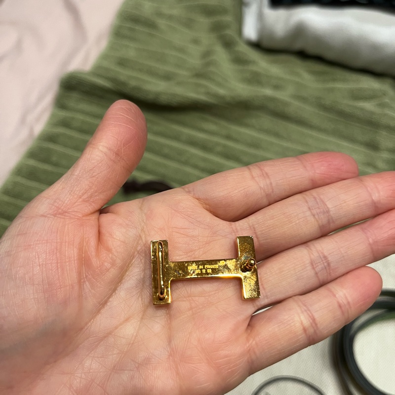 愛馬仕雙色女用細條皮帶-3