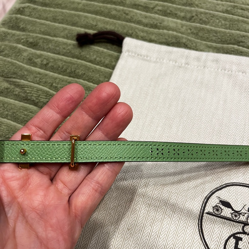 愛馬仕雙色女用細條皮帶-4