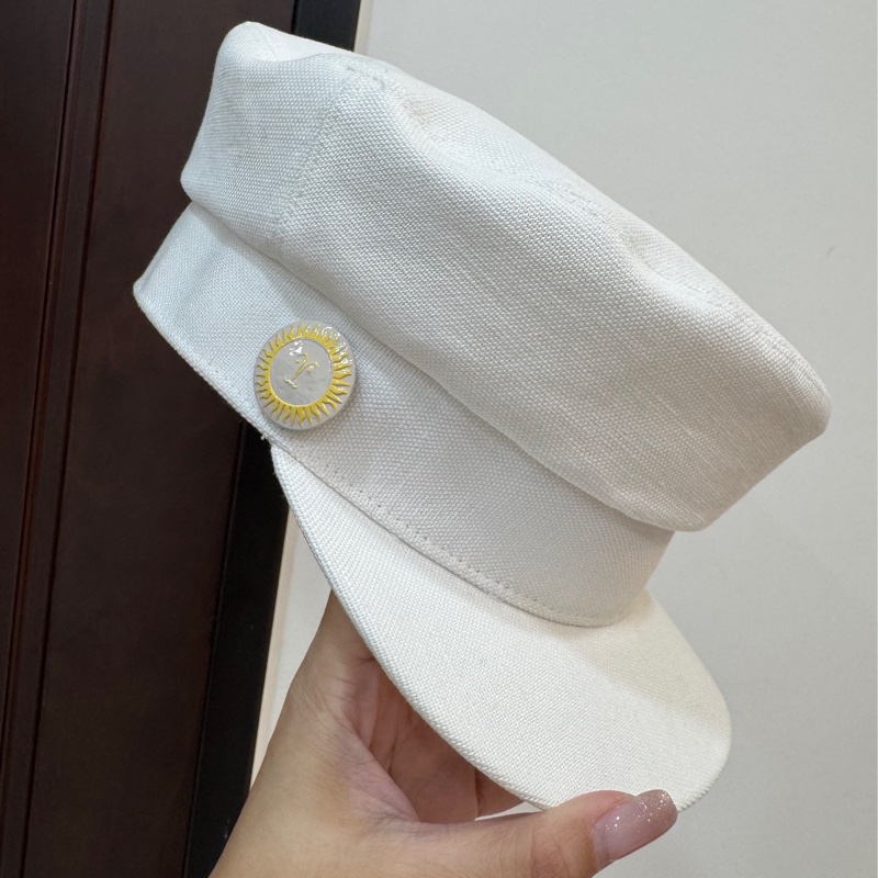 HERMES 愛馬仕 白色 帆布 報童帽 休閒帽 帽子-0