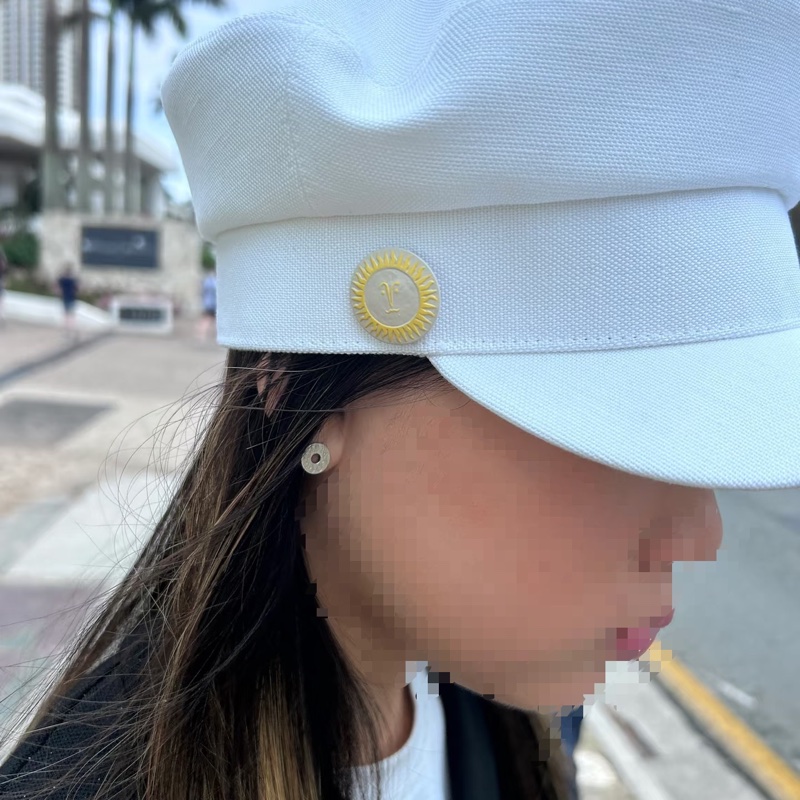 HERMES 愛馬仕 白色 帆布 報童帽 休閒帽 帽子-2