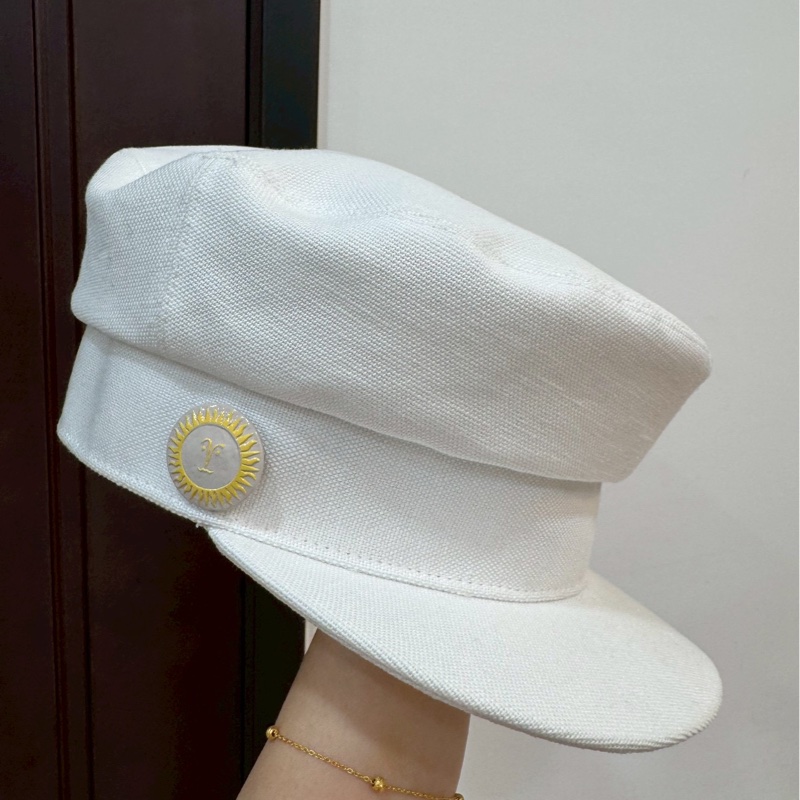 HERMES 愛馬仕 白色 帆布 報童帽 休閒帽 帽子-4