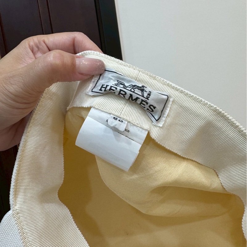 HERMES 愛馬仕 白色 帆布 報童帽 休閒帽 帽子-7