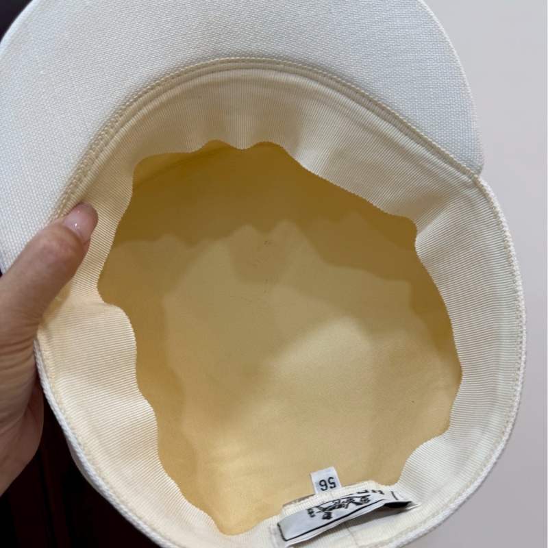 HERMES 愛馬仕 白色 帆布 報童帽 休閒帽 帽子-9