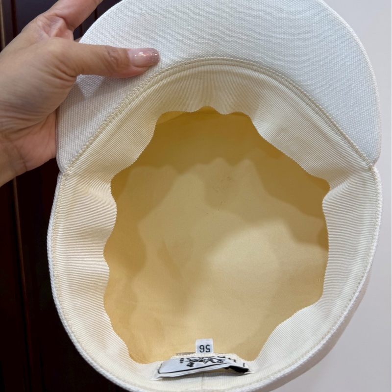 HERMES 愛馬仕 白色 帆布 報童帽 休閒帽 帽子-10