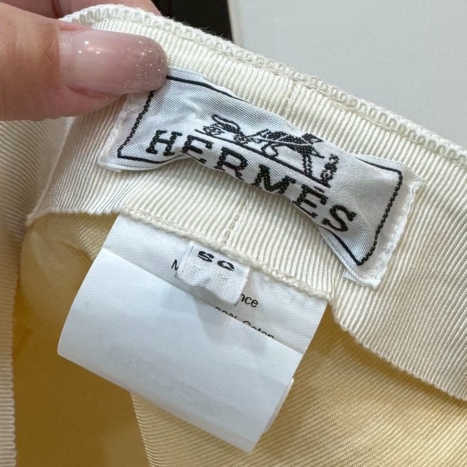 HERMES 愛馬仕 白色 帆布 報童帽 休閒帽 帽子-11