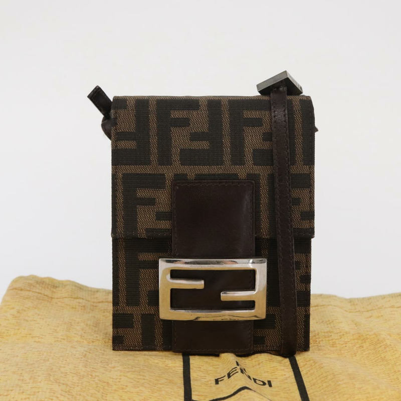 【日本直送】FENDI Zucca帆布單肩包 黑色 棕色 銀色 正品 149894V-11