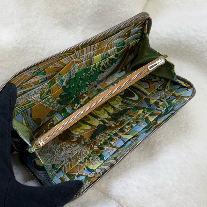 Hermes Silk'In 大象灰絲巾長夾 | 絲巾叢林內襯款-14