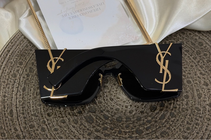 ROSE 同款 [Saint Laurent ] YSL SL M119 BLAZE 太陽眼鏡 黑金配色-3