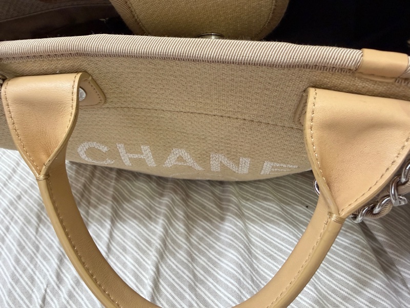 香奈兒 CHANEL 奶茶色大號海灘包 晶片款 DEAUVILLE GM-2