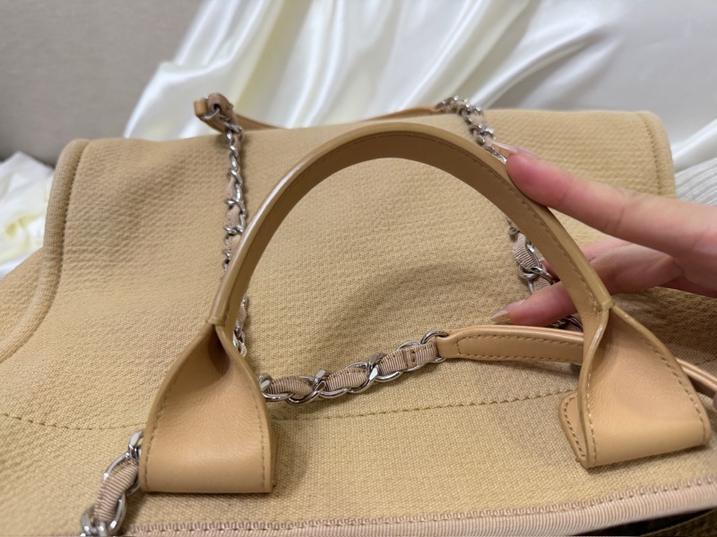 香奈兒 CHANEL 奶茶色大號海灘包 晶片款 DEAUVILLE GM-3