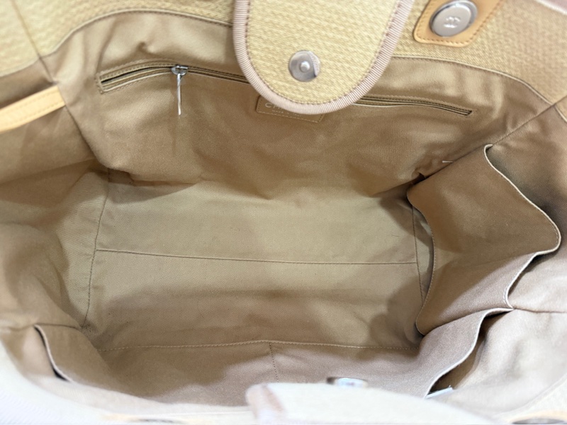 香奈兒 CHANEL 奶茶色大號海灘包 晶片款 DEAUVILLE GM-19