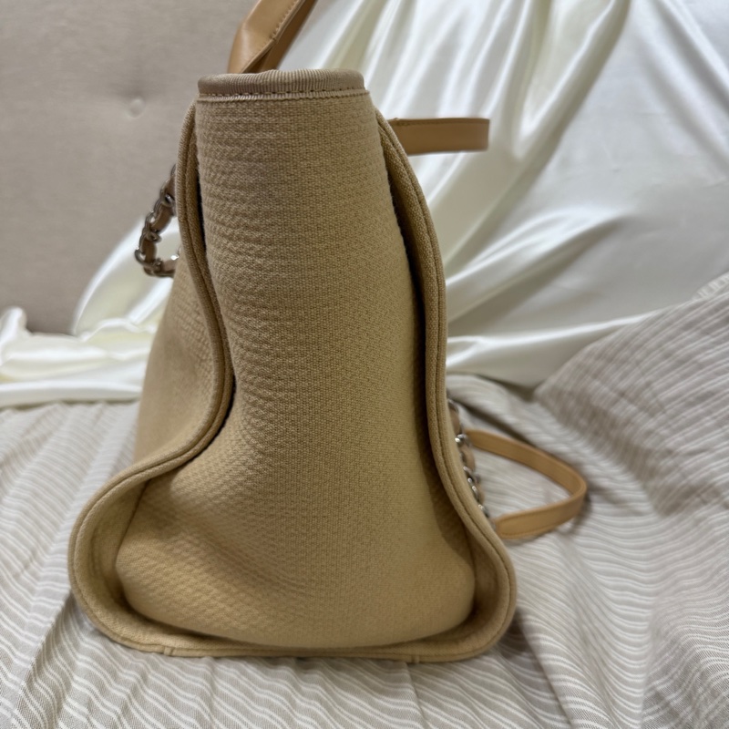 香奈兒 CHANEL 奶茶色大號海灘包 晶片款 DEAUVILLE GM-22