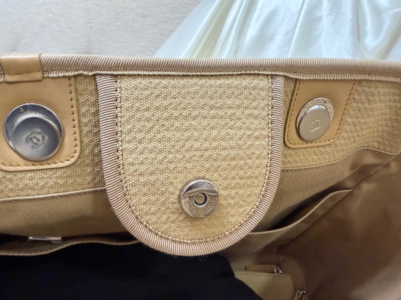 香奈兒 CHANEL 奶茶色大號海灘包 晶片款 DEAUVILLE GM-24
