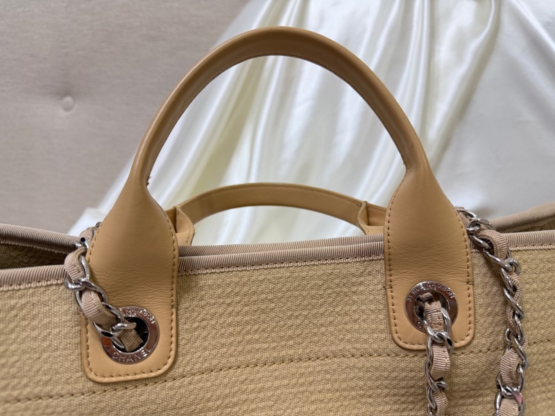 香奈兒 CHANEL 奶茶色大號海灘包 晶片款 DEAUVILLE GM-25