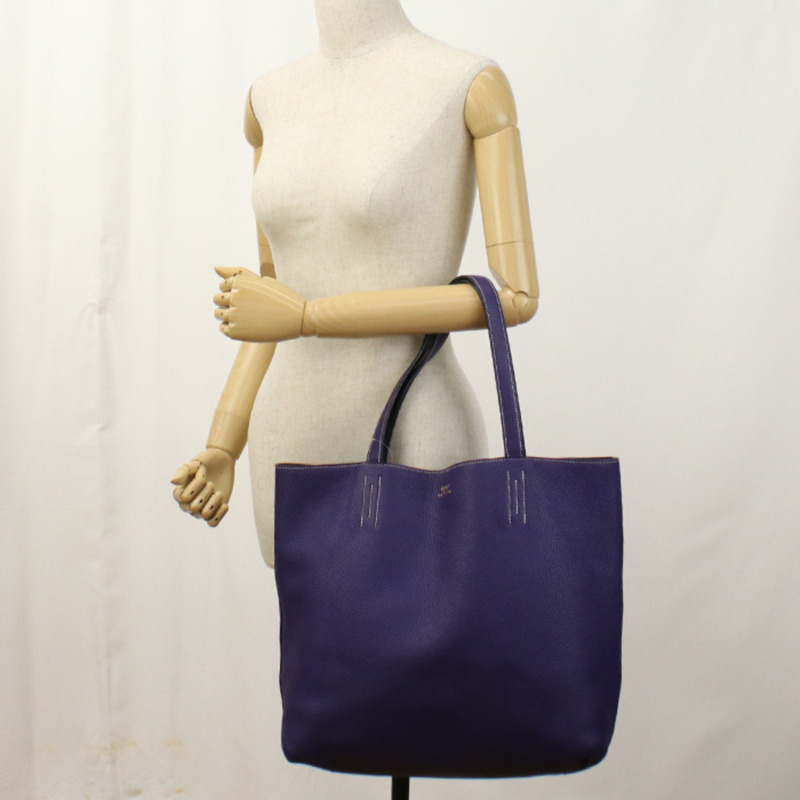 愛馬仕 Double Sens 36 手提包，女士，藍色，N 印章-8