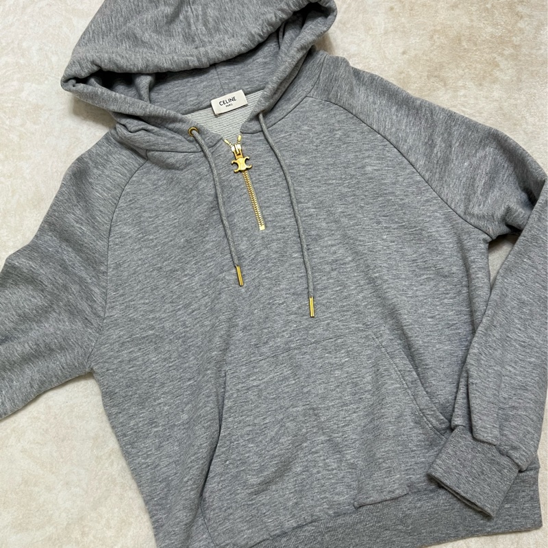 Celine 灰色帽T 凱旋門拉鍊-0