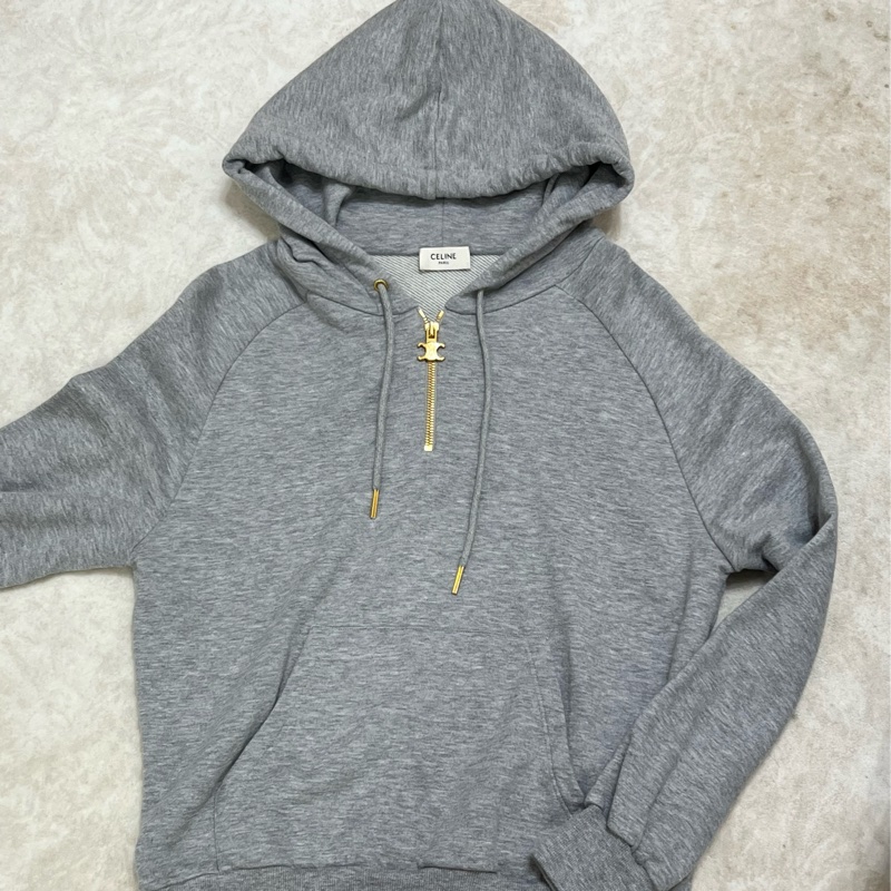 Celine 灰色帽T 凱旋門拉鍊-2