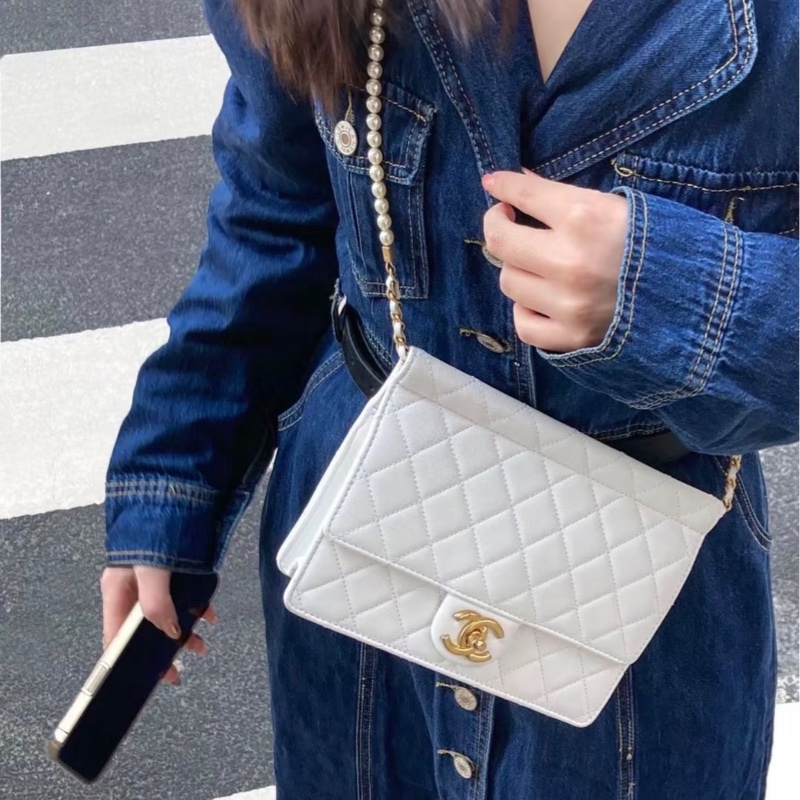 【97新 ✨ 全網最低價！】Chanel 香奈兒 Woc 白金珍珠鏈條包 27開 （下單前先詢問庫存❗️）-1
