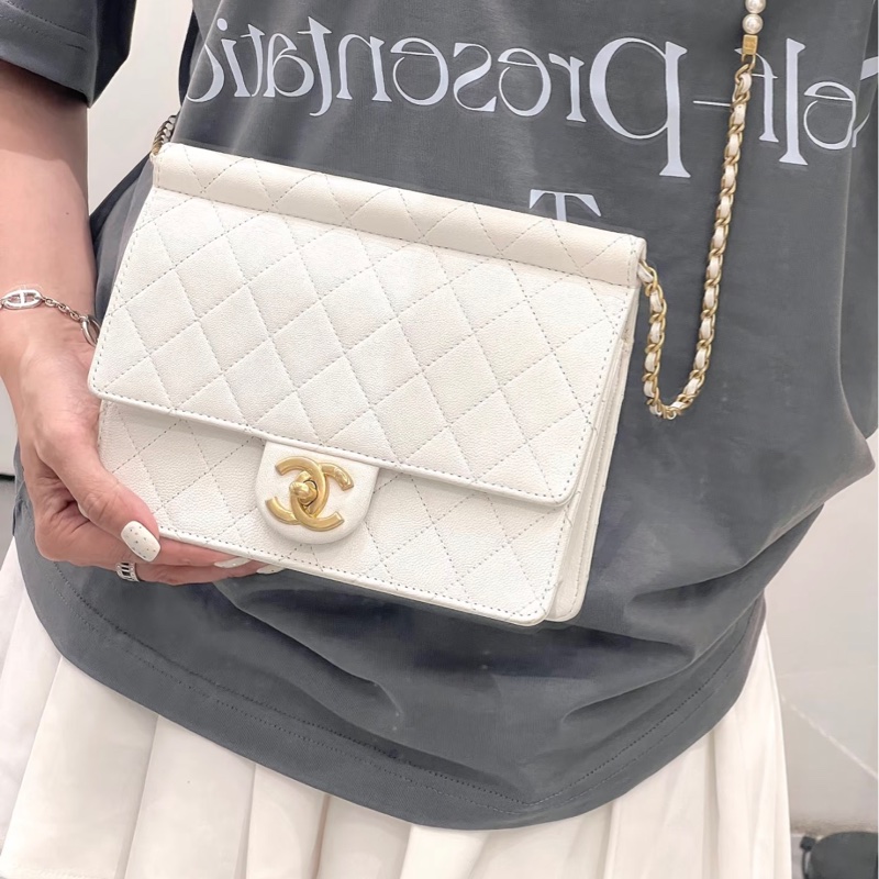 【97新 ✨ 全網最低價！】Chanel 香奈兒 Woc 白金珍珠鏈條包 27開 （下單前先詢問庫存❗️）-2