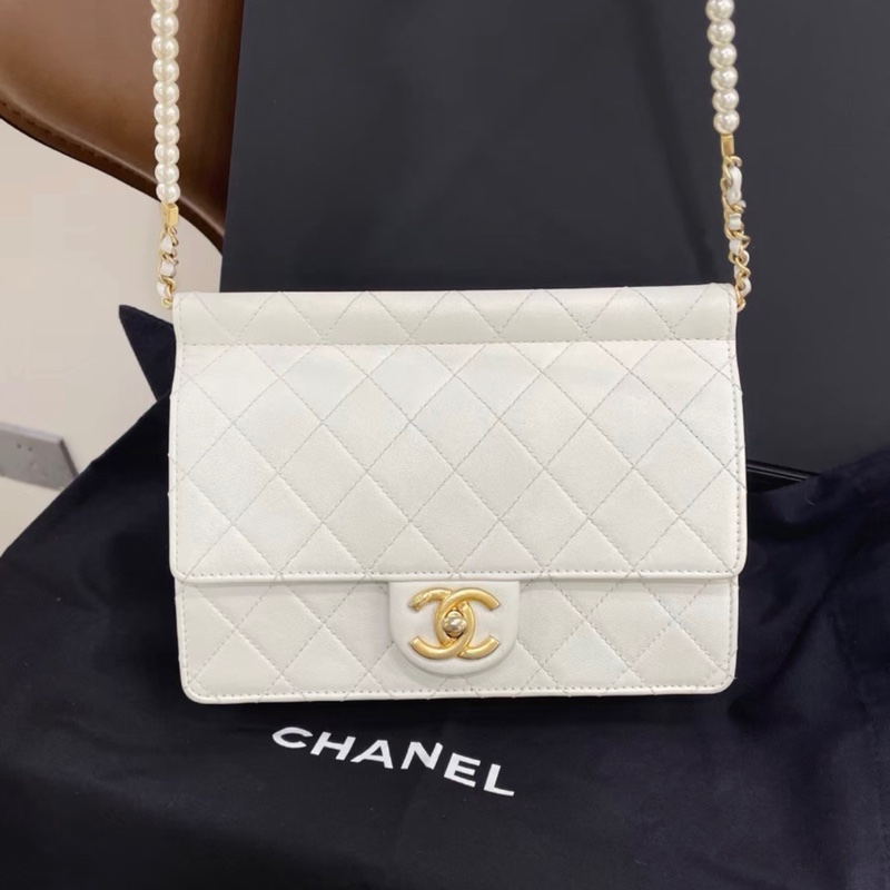 【97新 ✨ 全網最低價！】Chanel 香奈兒 Woc 白金珍珠鏈條包 27開 （下單前先詢問庫存❗️）-4