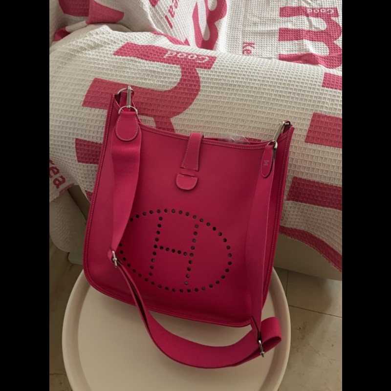 Hermes 愛馬仕 Evelyne 29桃粉色銀釦 Epsom-0