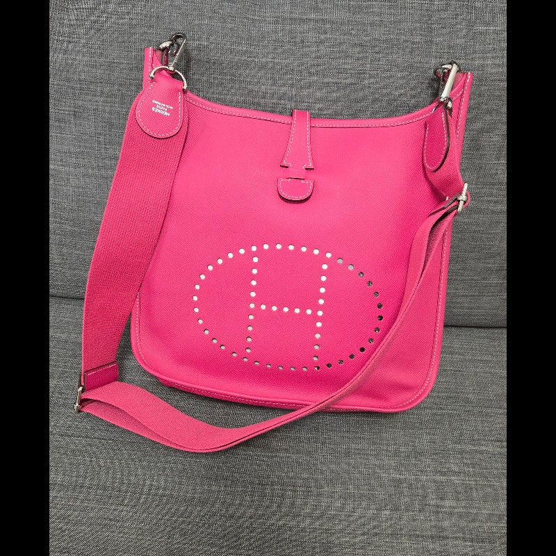 Hermes 愛馬仕 Evelyne 29桃粉色銀釦 Epsom-5