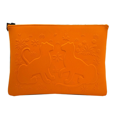 愛馬仕 Neoban GM 橙色豹紋手拿包 尼龍聚醯胺