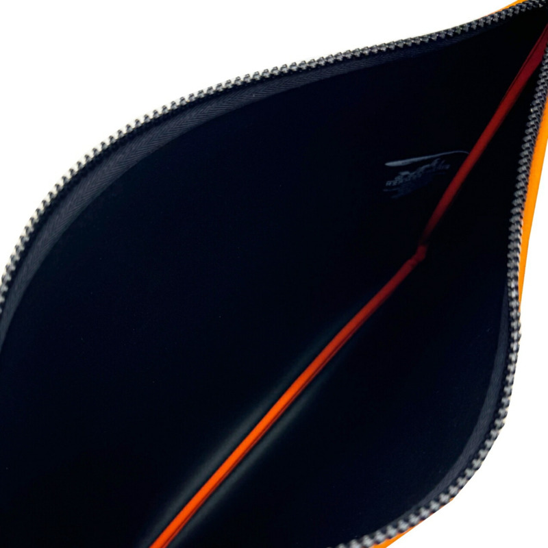 愛馬仕 Neoban GM 橙色豹紋手拿包 尼龍聚醯胺-7