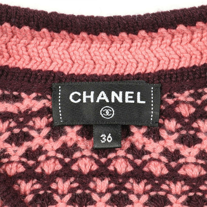 香奈兒 COCO 標誌紐扣開襟衫 #36 針織衫 P75450K10791 羊絨粉紅 二手-2
