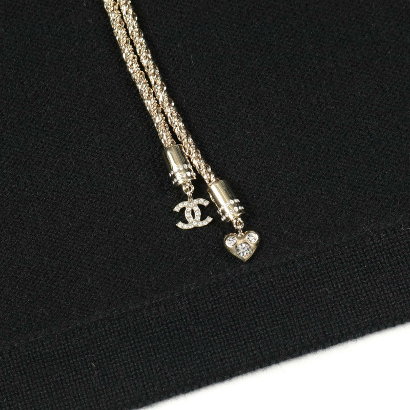 香奈兒 COCO 標誌紐扣開襟衫 #38 針織衫 P80099K11545 羊絨 黑色 二手-7