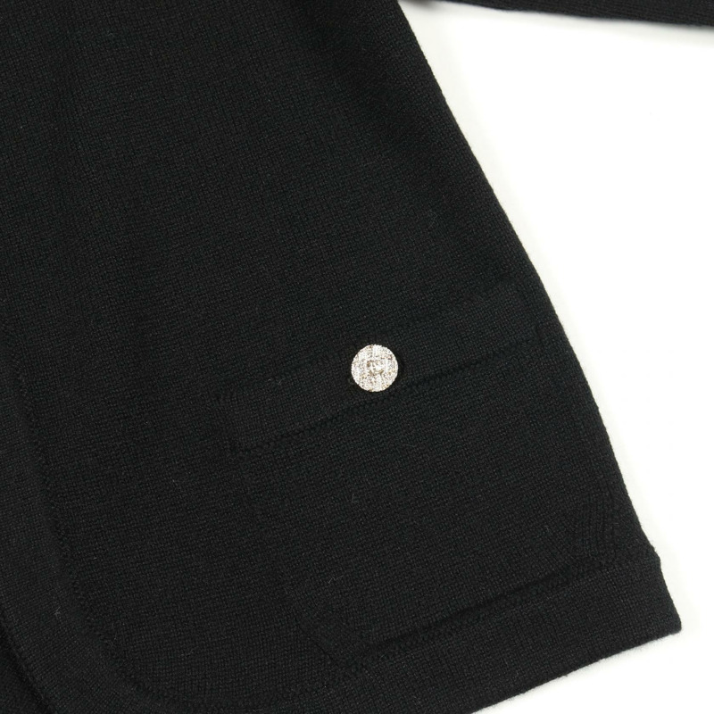 香奈兒 COCO 標誌紐扣開襟衫 #38 針織衫 P80099K11545 羊絨 黑色 二手-9